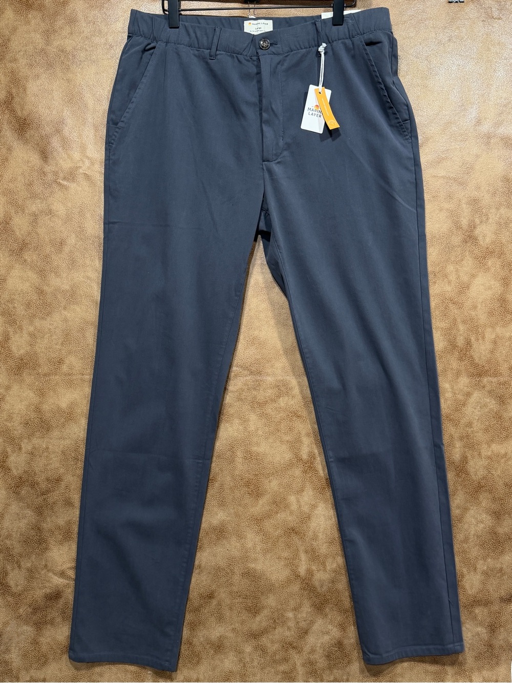 Marine Layer Breeze Saturday Chino Slim Straight Pants India Ink Gray NWT L